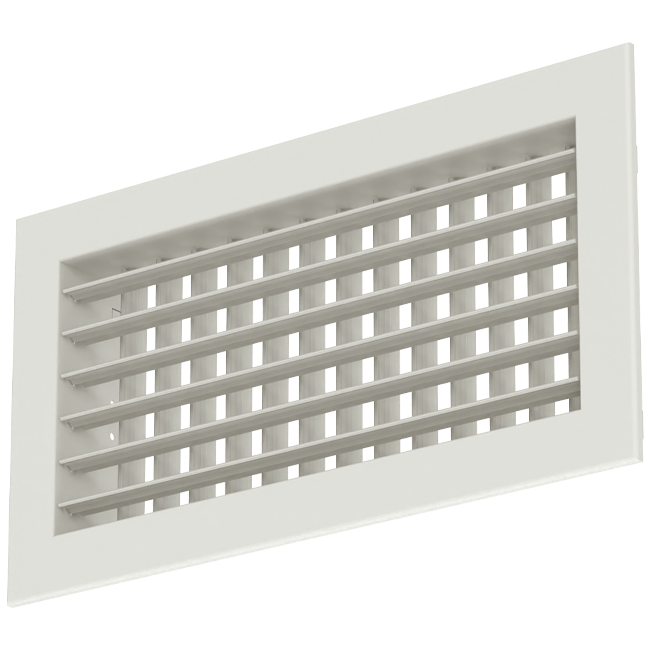 Wall grille aluminum double adjustable with control damper - with friction springs - 300x200 mm - RAL 9010