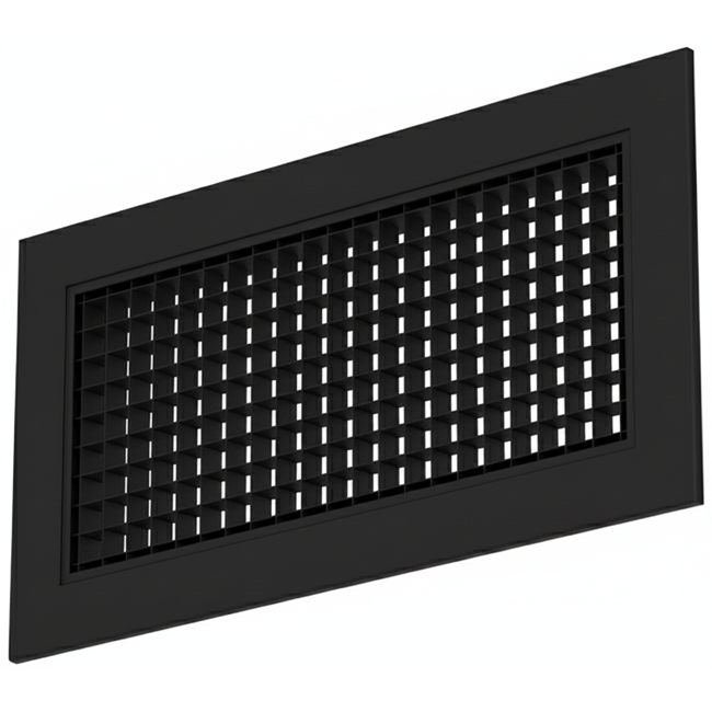 Wall grille aluminum with fixed grid - with friction springs - 600x300 mm - RAL 9005