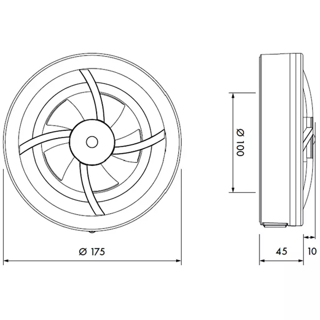 Solara bathroom fan with heat mover - 100 mm diameter - matte Black