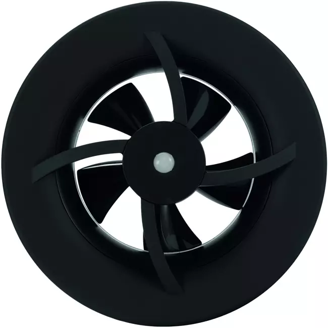 Solara bathroom fan with heat mover - 100 mm diameter - matte Black