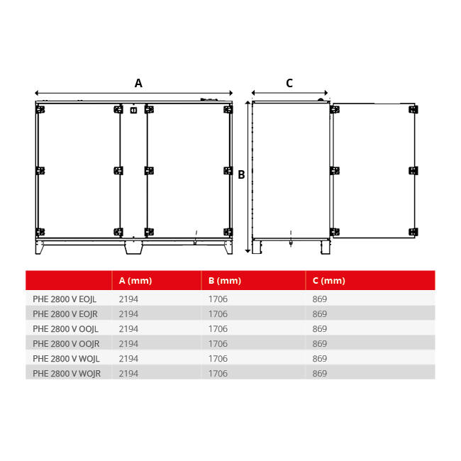 Maxivent WTW Air Handling Units with Counterflow Heat Exchanger, 2800 m³/h, with Electric Heater, Vertical Right-Hand Configuration - PHE 2800 V EOJR