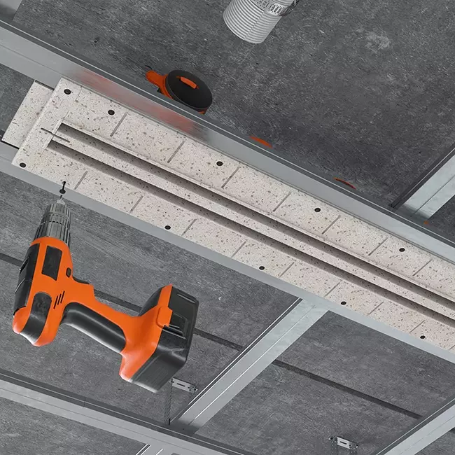 Ergovent plasterable frameless louvre 1050 mm with connection diameter 75 mm - modular - 2 slots