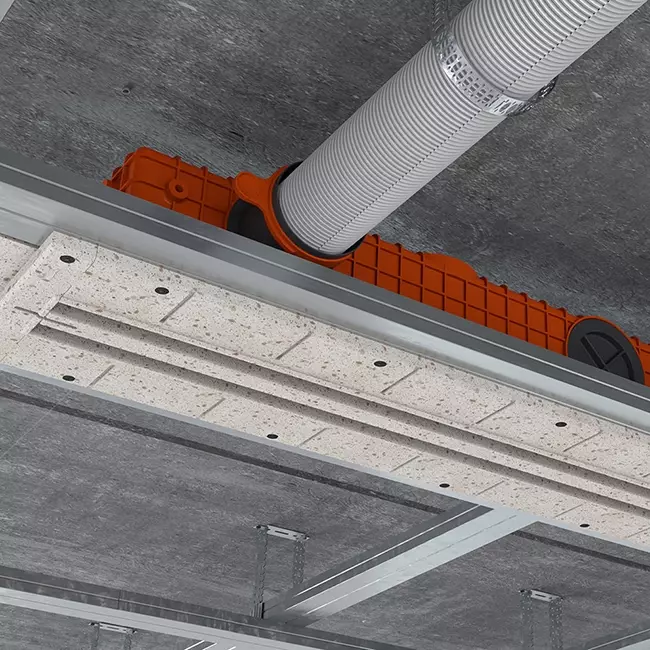 Ergovent plasterable frameless louvre 1050 mm with connection diameter 75 mm - modular - 2 slots