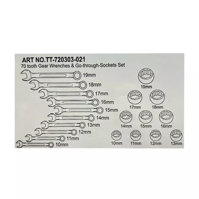 Insert-ring ratchet wrench set 21 pieces