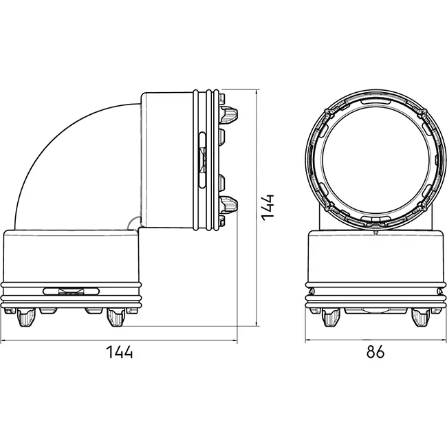 Ubbink Air Excellent 34C bend 90° connector