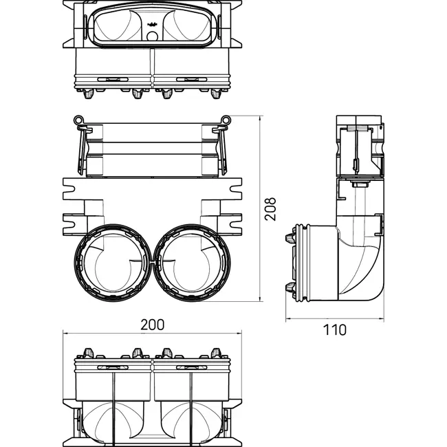Ubbink Air Excellent 2x 34C - 45SC bend 90° reducer