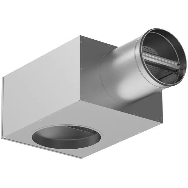 Acoustically insulated plenum for ceiling diffuser - 160 to 100 mm ...