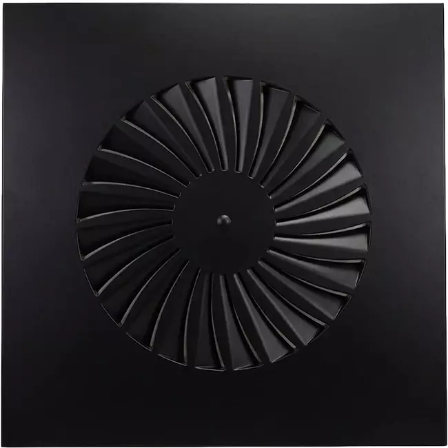 Swirl diffuser fixed blades 600mm square - SWS 600 RAL 9005 30% gloss