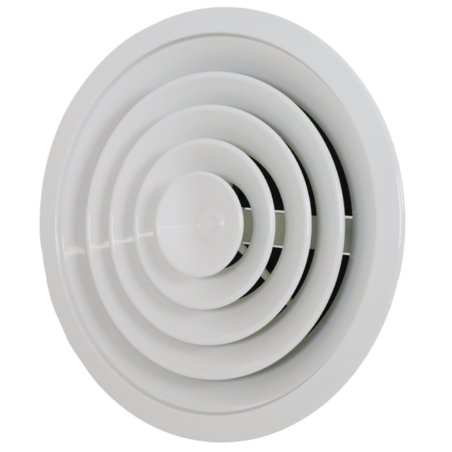Round ceiling grille with fixed pattern, Ø 250 mm - RAL9010