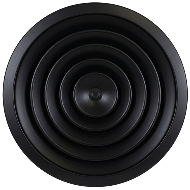 Ceiling diffuser round with fixed pattern Ø 250 mm - RAL9005 30% gloss