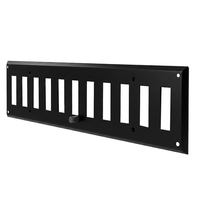 Wall grille adjustable 500x100mm metal - RAL9005 30% glossy