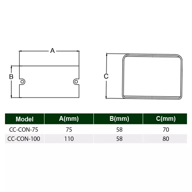 ClimaConnect connector for mounting duct 75 mm - RAL 9010
