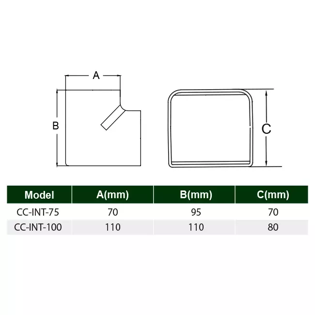 ClimaConnect inner bend for mounting duct 100 mm - RAL 9010