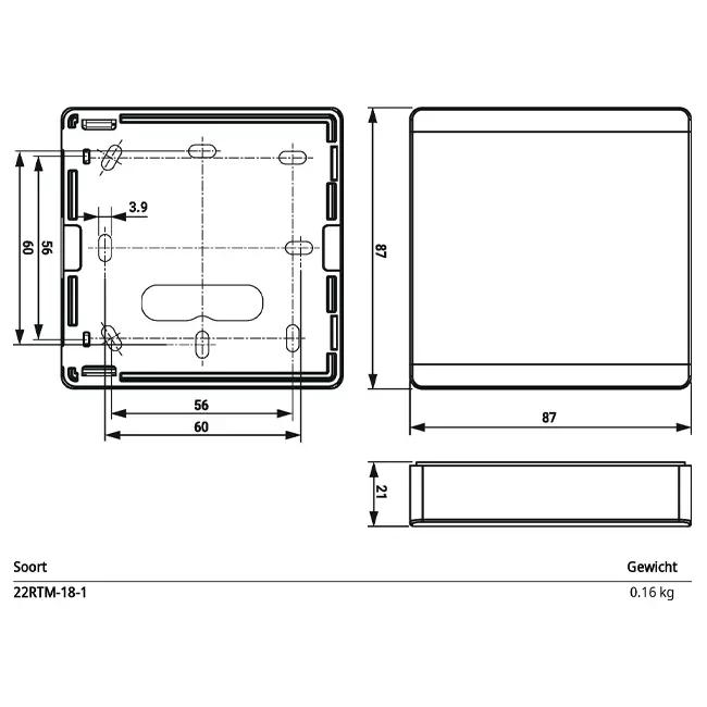 Belimo room sensor for CO₂, humidity and temperature - MP-Bus - 22RTM-18-1