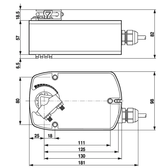 Belimo modulating valve actuator with spring return 24V - 2-10V - MP-Bus - 4 Nm - LF24-SR