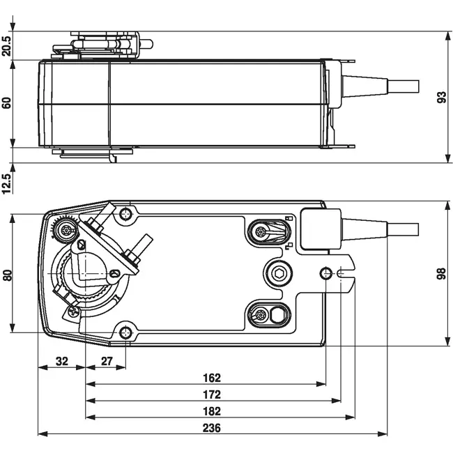 Belimo rotary valve actuator with spring return 24V - open/close - 20 Nm - SF24A