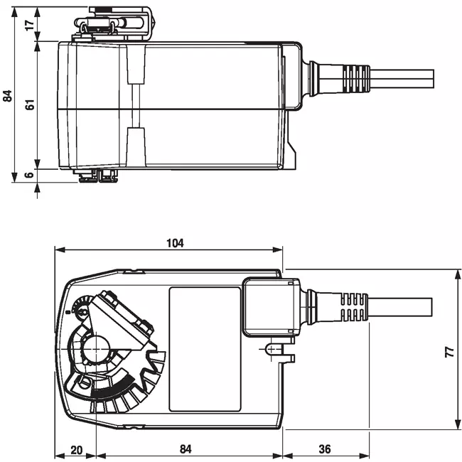 Belimo rotary valve actuator with spring return 24V - open/close - 2.5 Nm - TF24