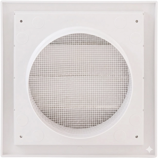 Gravity grille overpressure ventilation grille 190x190 diameter: 150 white - ND15Z