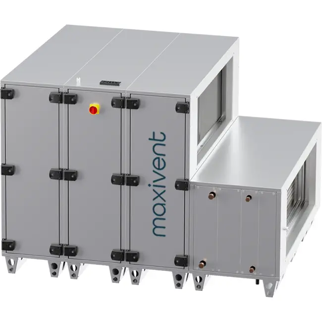 Maxivent WTW air handling units with heat exchanger, 7600 m³/h, with hot-water coil and DX cooling, horizontal left-hand configuration - RHE 7600 H WDJL T 02