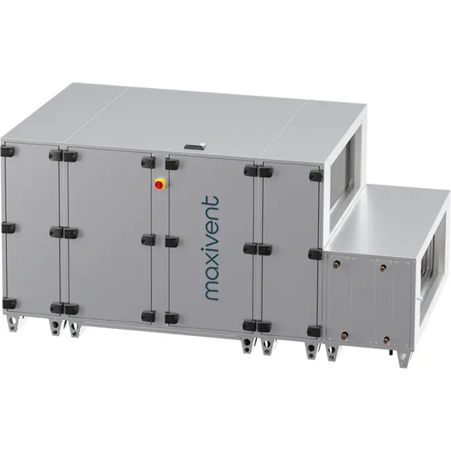Maxivent WTW air handling units with counterflow heat exchanger, 7600 m³/h, with hot-water coil and cold-water coil, horizontal left-hand configuration - PHE 7600 H WKJL T 02