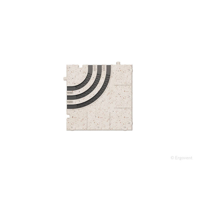 Ergovent curved corner piece for modular plug-in linear grilles with 3 slots