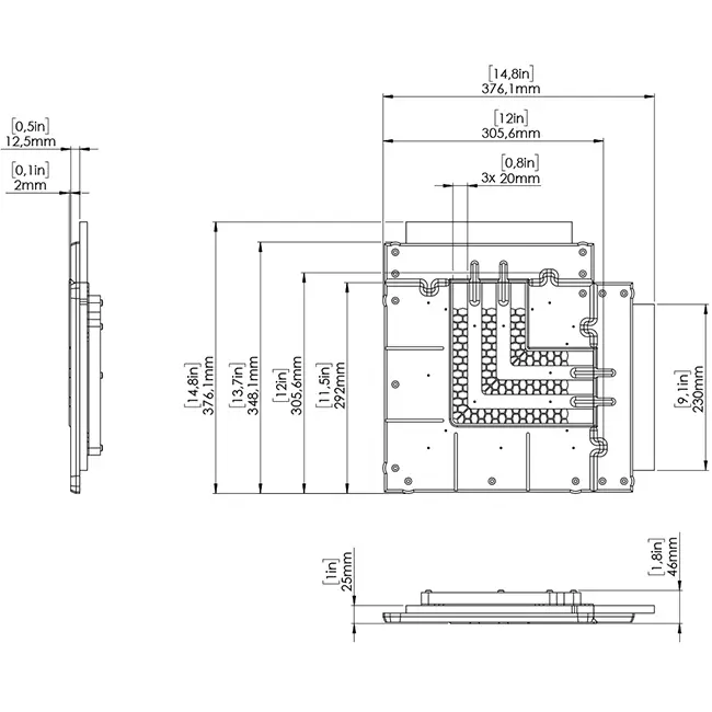 Ergovent 90-degree elbow for modular plug-in linear grilles with 3 slots