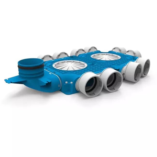UniflexPlus composite distributor 10x Ø90mm with vertical spigot Ø125mm