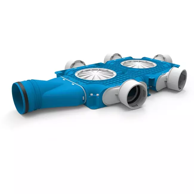 UniflexPlus composite distributor 5x Ø90mm with horizontal spigot Ø125mm