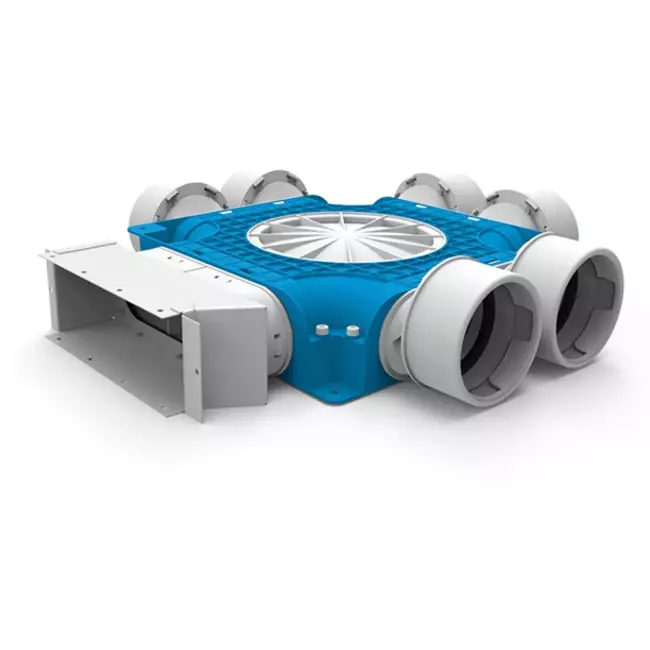 UniflexPlus composite distributor 6x Ø90mm for galvanised flat duct 220x80mm