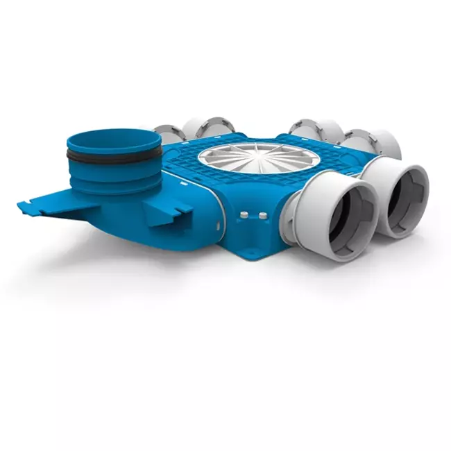 UniflexPlus composite distributor 6x Ø90mm with vertical spigot Ø125mm
