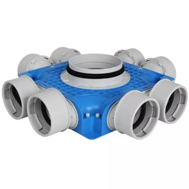 UniflexPlus ventilation sub-distribution box 8x Ø90 mm with spigot Ø160 mm