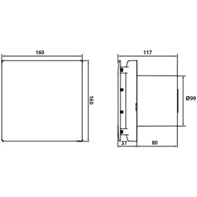 Vent Axia silent bathroom extractor fan Ø100 mm - With timer and humidity sensor - Vent Axia Mute 100 HTN
