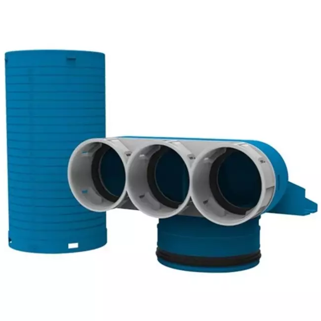 Vent-Axia Uniflexplus valve manifold 3 x Ø69mm with spigot Ø125mm  90° (long)