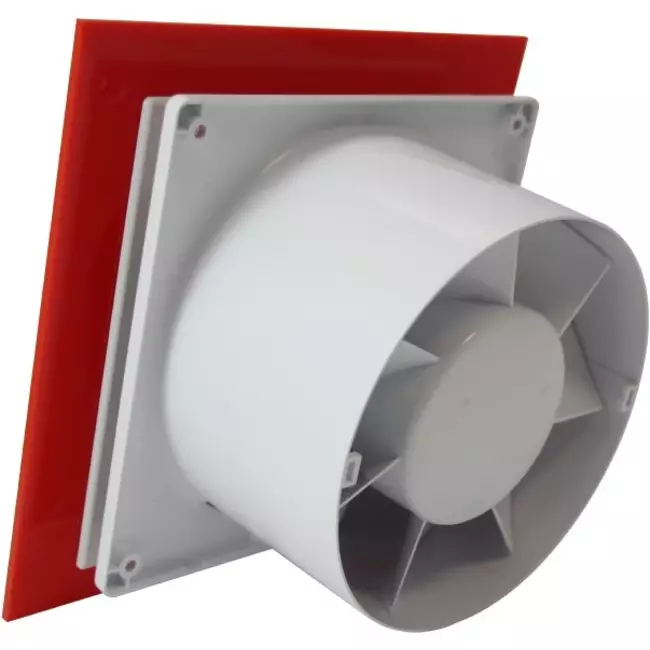 Air Roxy bathroom extractor fan with connection diameter 100 mm with pull cord and power plug - front panel in red plastic