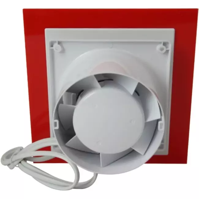 Air Roxy bathroom extractor fan with connection diameter 100 mm with pull cord and power plug - front panel in red plastic