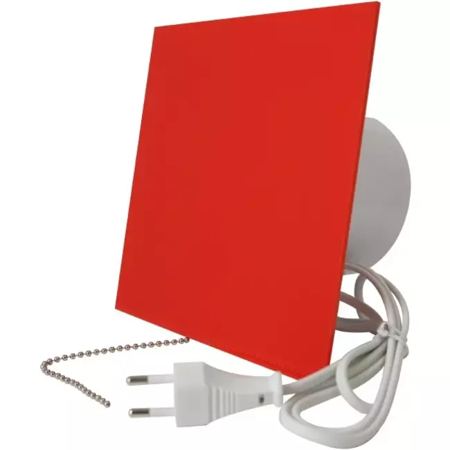 Air Roxy bathroom extractor fan with connection diameter 100 mm with pull cord and power plug - front panel in red plastic