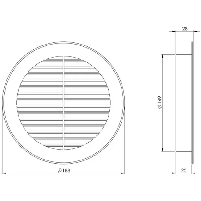 Vane grille diameter: 150mm grey - VR150P
