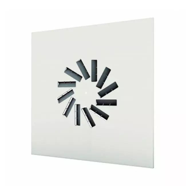 Adjustable square swirl diffuser 600 x 600 with 12 vanes - mixed colour RAL 9010
