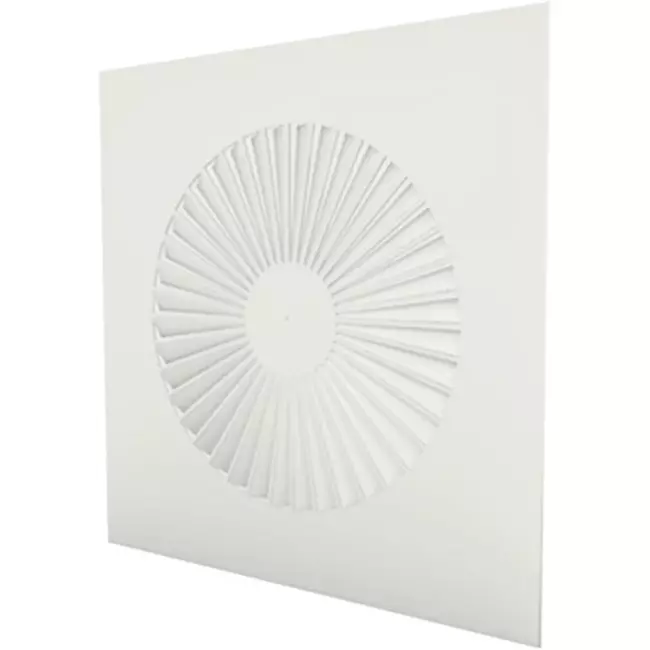 Swirl diffuser square, 600 x 600 fixed vanes 500 mm - custom colour RAL 9010