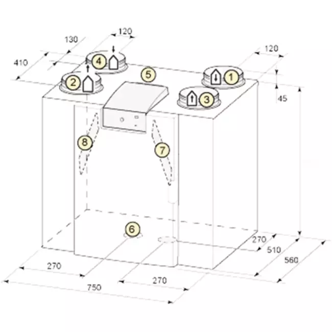 Brink MVHR Flair 300 4/0 enthalpy right