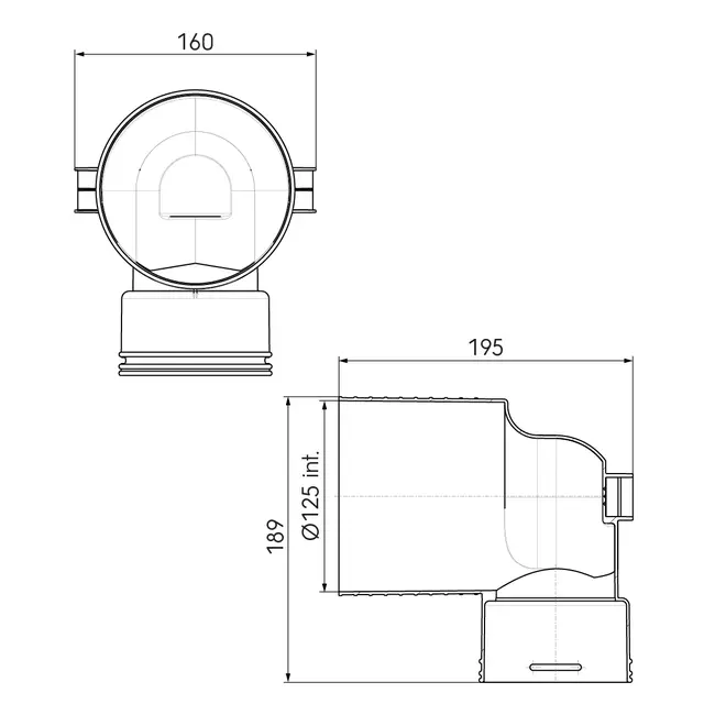 Ubbink Air Excellent 48C valve adapter 125 1x90°