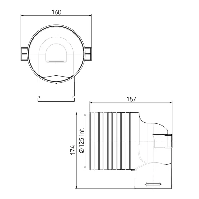 Ubbink Air Excellent 34C valve adapter 125 1x90°
