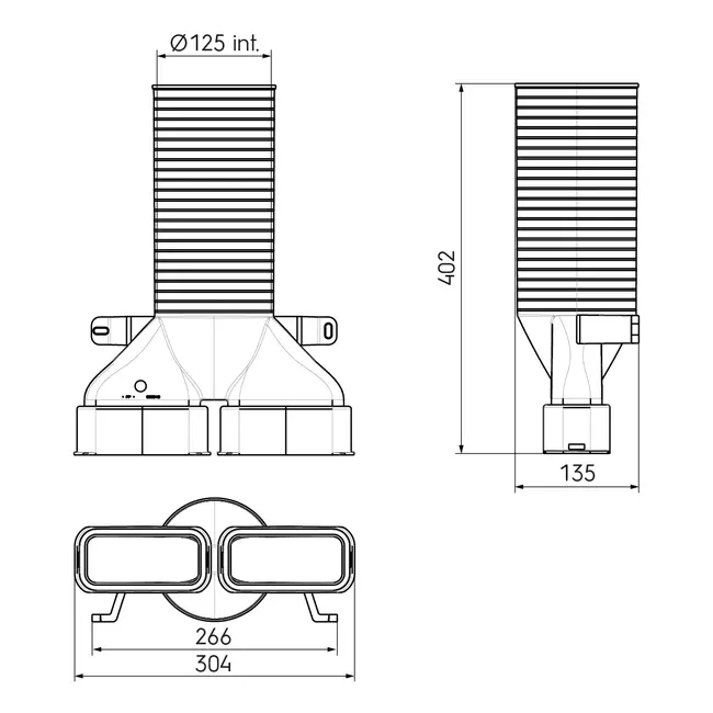 Ubbink Air Excellent 55SC valve adapter 125 2x180°