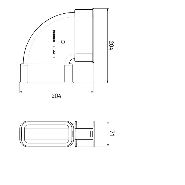 Ubbink Air Excellent 55SC kit elbow horizontal