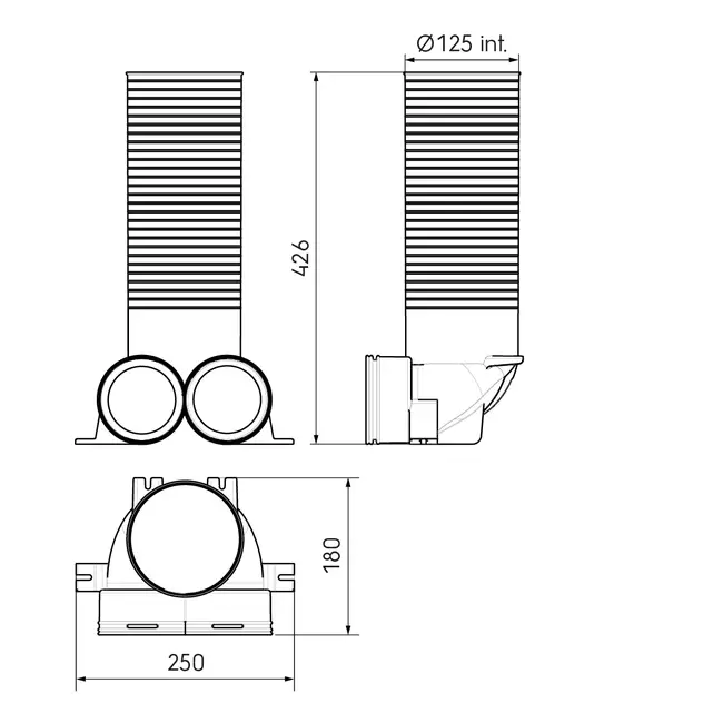 Ubbink Air Excellent 48C valve adapter 125 2x90°
