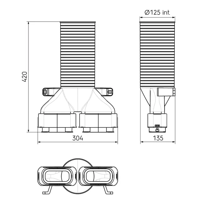 Ubbink Air Excellent 35SC valve adapter 125 2x180°