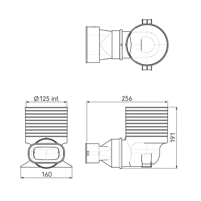 Ubbink Air Excellent 35SC valve adapter 125 1x90°