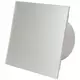 Bathroom extractor fan Ø 100 mm with pull cord and power plug - front panel in satin silver glass