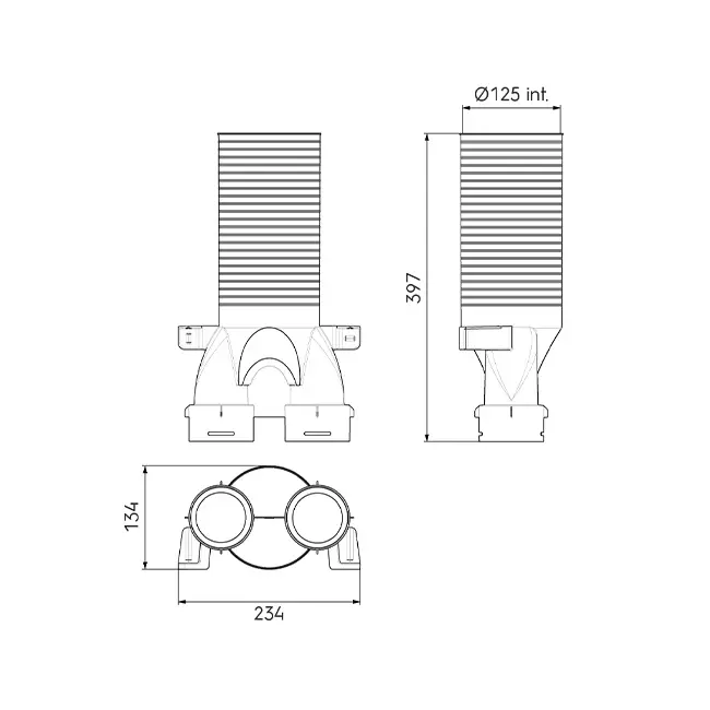 Ubbink Air Excellent 34C valve adapter 125 2x180°