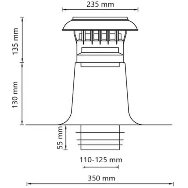 Ventilation double-walled roof slab with plastic cap Ø 110-125mm